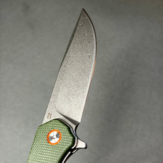 Foldekniv 9cm D2 steel Linen Carbon Fiber Handle EDC - Burr-knivsliping