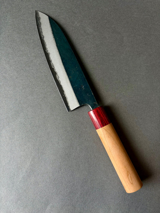Muneishi – Santoku 165mm Aogami Blue #2 Cherry red Handle